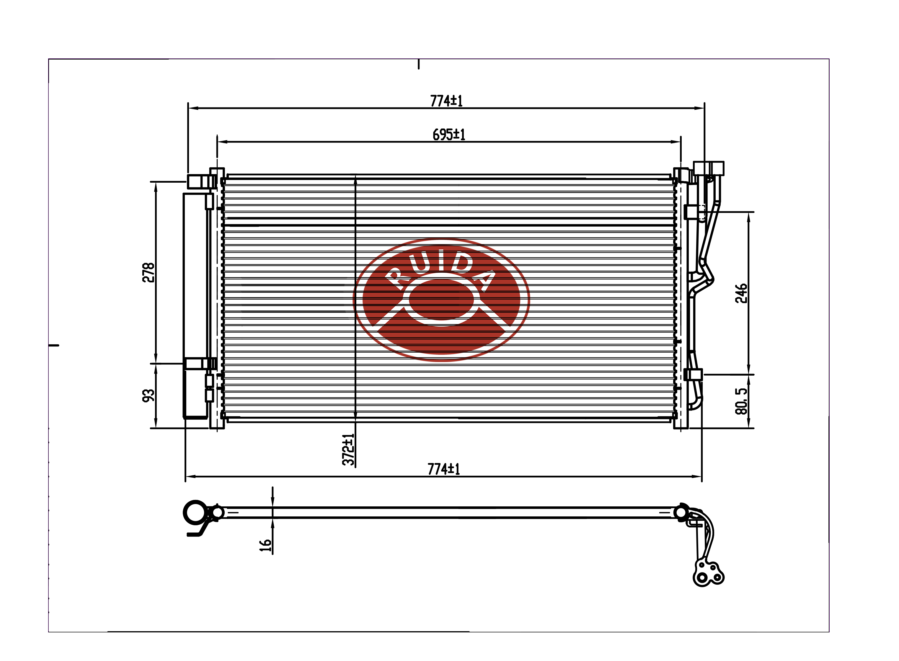 Dessin de condensateur de climatisation automatique de voiture DPI30019