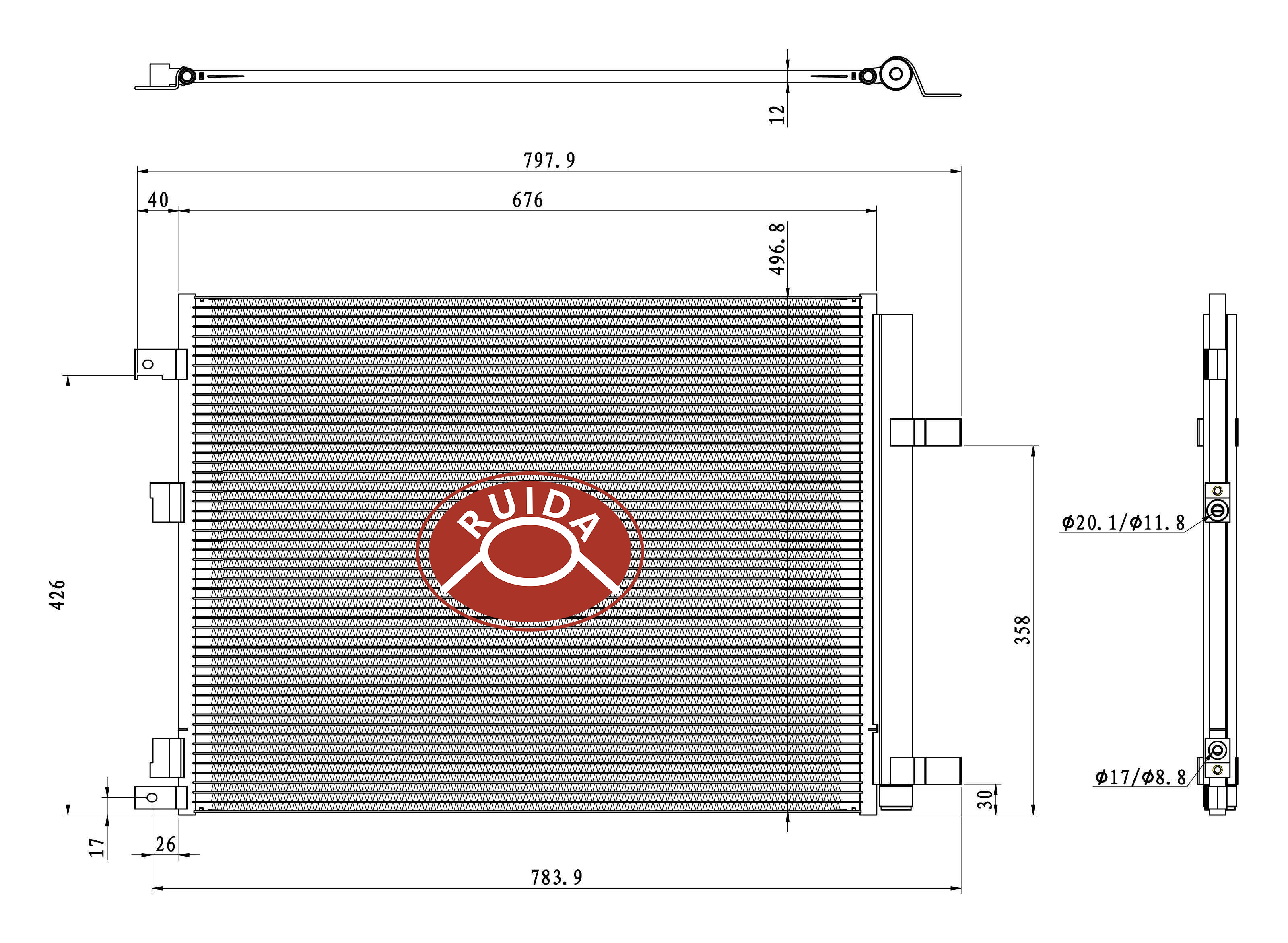 Condenseur de climatisation automatique, OE26256597/26256596/26686971